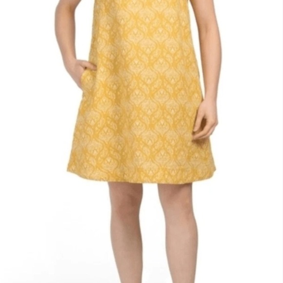 Sigrid Olsen Mustard Yellow Linen Sleeveless Dress Medium Vacation Beach Summer - Picture 2 of 11